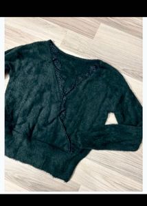 Cozy Black Fuzzy Wrap over top
