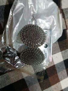 Oxidized Silver Round Earrings