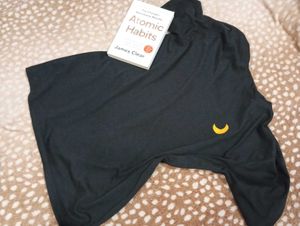 Black T-Shirt with Crescent Moon Detail