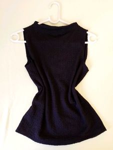 Sleeveless Mock Neck Textured Top