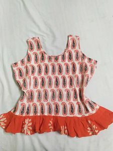 Paisley Print top with ruffles
