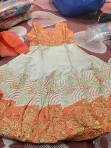 Festive Orange & White Dress