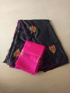 Black Embroidery Work Sana Silk Saree