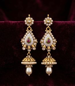 Exquisite Kundan & Pearl Jhumka Earrings