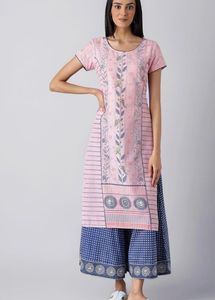 Elegant Pink & Blue Kurta
