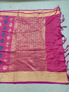 Light pink cotton saree with blouse
