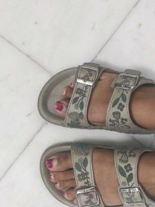 Embroidered Buckle Sandals