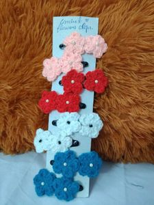 Handmade Crochet Flower Hair Clips