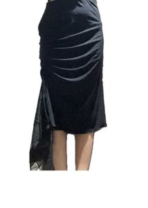 Black Ruched Midi Skirt