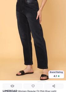 limeroad Women's Dark Wash black Straight Leg Jean