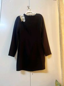 ZARA Chic Black Mini Dress with Chain Detail
