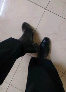 Classic Black Leather Cuban  Boots