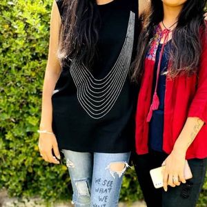 Sparkling Embellished Black top