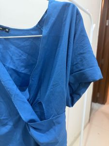 NUSH Blue Wrap Top