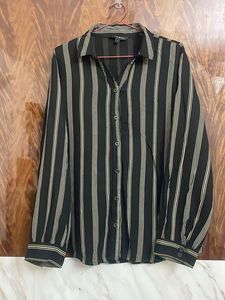 Black & White Striped Button-Up Shirt