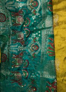 Embellished Teal Blouse saree