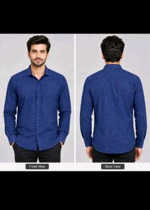 Men's Blue Textured Full Sleeve Shirt