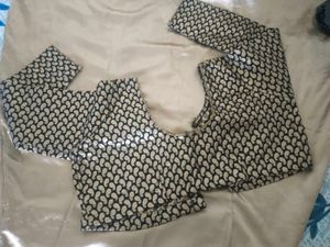 Elegant Black &amp; Gold Paisley Saree blouse