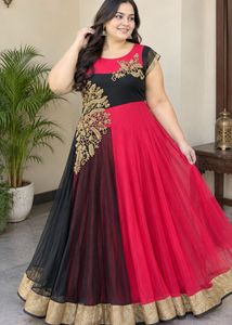 Stunning xxl  Red & Black Embroidered Gown
