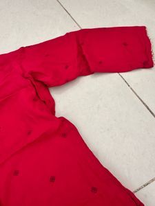 Vibrant Red Embroidered kurta