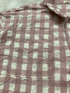 Oversized Pink Checkered Long Sleeve Shirt