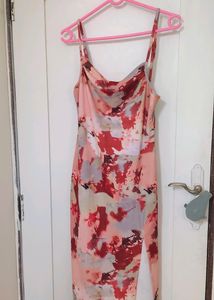 Midi Dress With Cowl Neck Korean Style