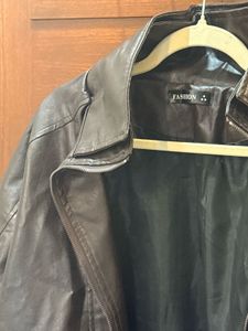 Brown Faux Leather Moto Jacket