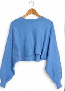 Blue cropped crew neck Sweater