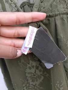 Olive Green Lace Top.
