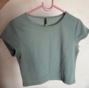 flattering sage green crop top