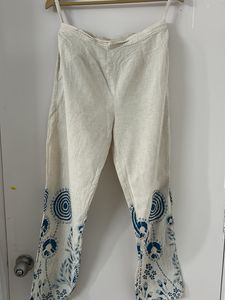 Cream Kurta with Blue Folk Print
