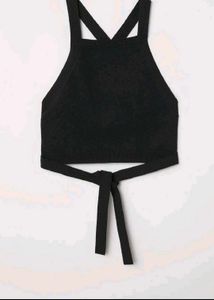 Black Crisscross Tie-Up Crop Top