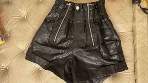 Black Faux Leather Paperbag Shorts