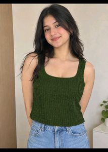 Green Ribbed Tank Top