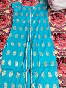 Blue &amp; Gold kurti lengha Set