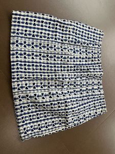 Chic Blue & White Gingham Embroidered Skirt
