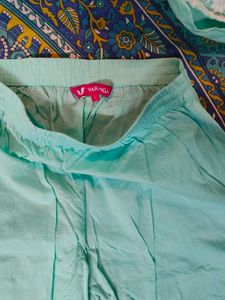 Pure Cotton Teal Embroidered Kurta set
