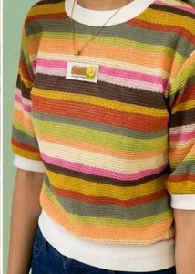 Colorful Striped Knit crop Top