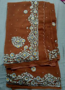 Embellished Brown Saree