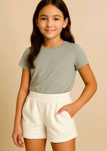 White Textured Kids Shorts – Age 10-11