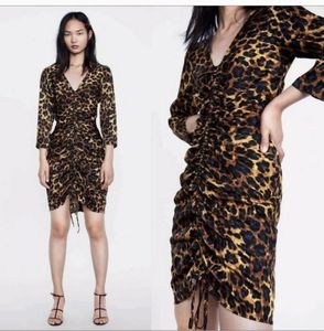 Zara Leopard Print Ruched Dress