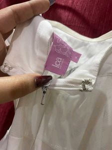 lea clothing Elegant White Corset Midi Dress