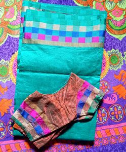 Elegant Teal Saree with Blouse