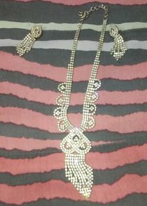 Rhinestone Necklace and Earring Set