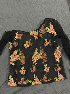 Sheer Floral Embroidered Top