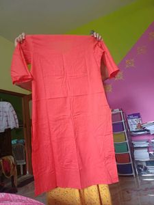 Women's Coral Cotton Kurta