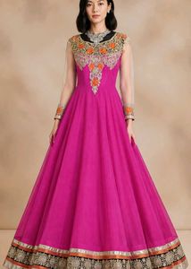 ethnic Pink Embroidered Gown