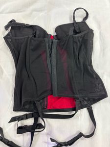 Gothic Sheer Black &amp; Red Corset❤️🖤