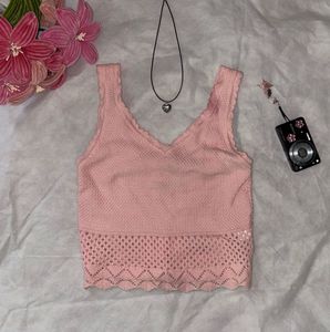 baby pink crochet top