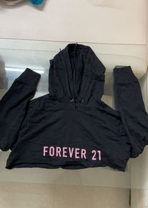 Forever 21 Black Cropped Hoodie